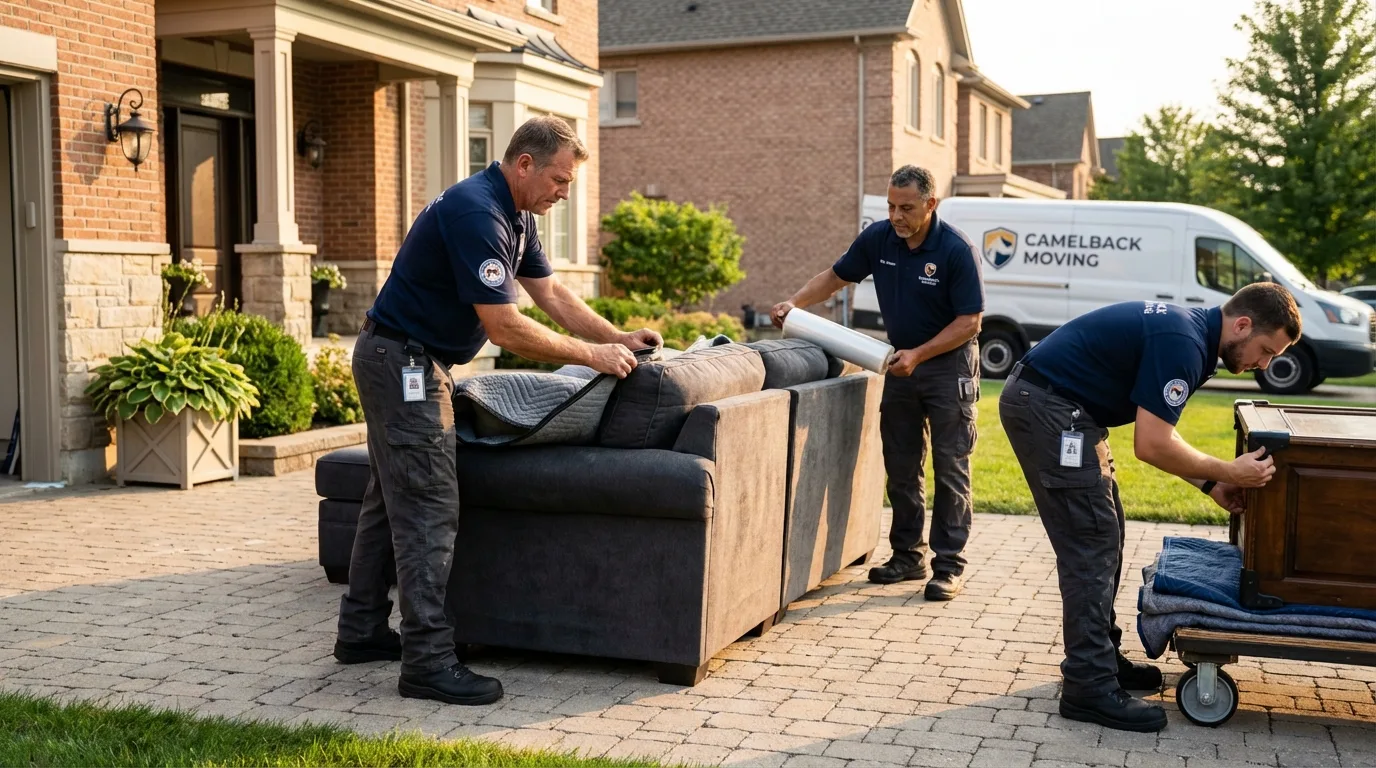 Large estate moving crew wrapping furniture in Peshtigo, WI
