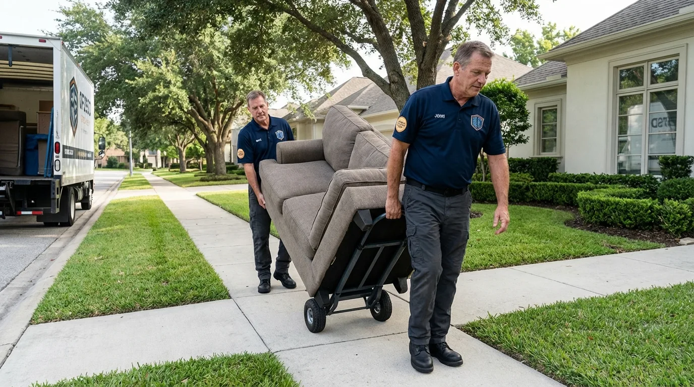 Local residential moving crew loading furniture in Peshtigo, WI